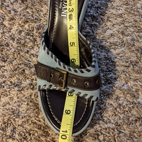 Leather Cordani Wedge Sandals, Size 7, Light Blue - Picture 7 of 10